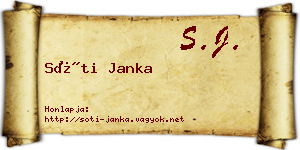 Sóti Janka névjegykártya